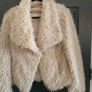 Beige Faux Fur Womens Jacket
